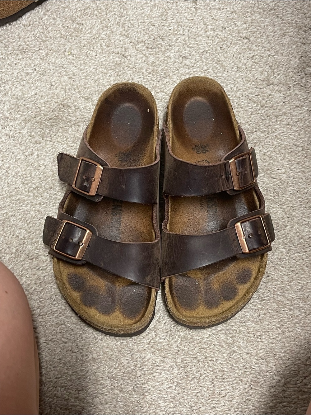 Birkenstock Brown Double-Strap Cork Footbed Sandals 36 wide/regular